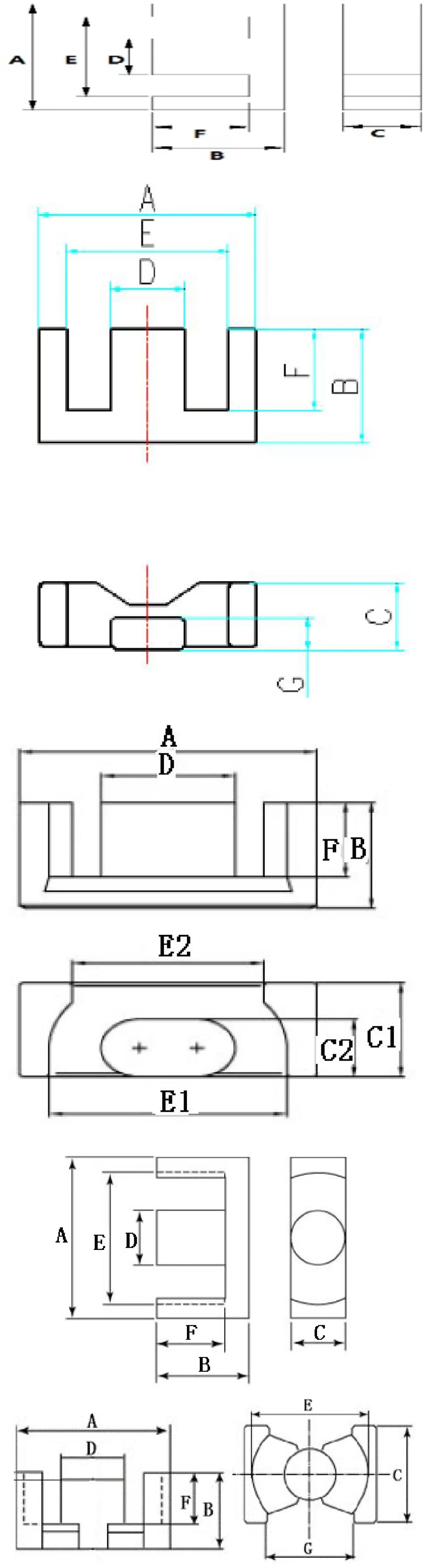 Ee17 Type Magnetic Core Ferrite Transformer Core for Industrial